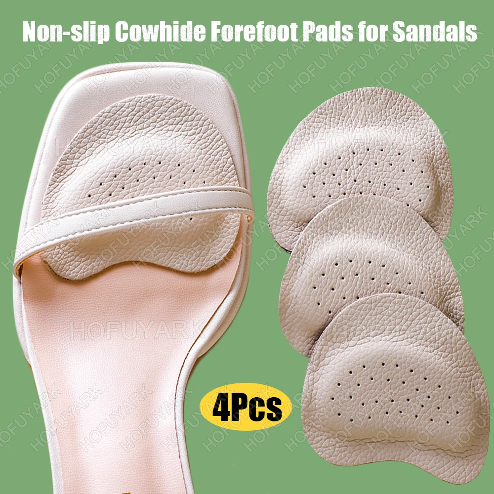 

4pcs Cowhide Forefoot Pads for Women High Heels Sandals Anti-slip Shoe Stickers Pain Relief Insert Insoles for Shoes Men Toe Pad