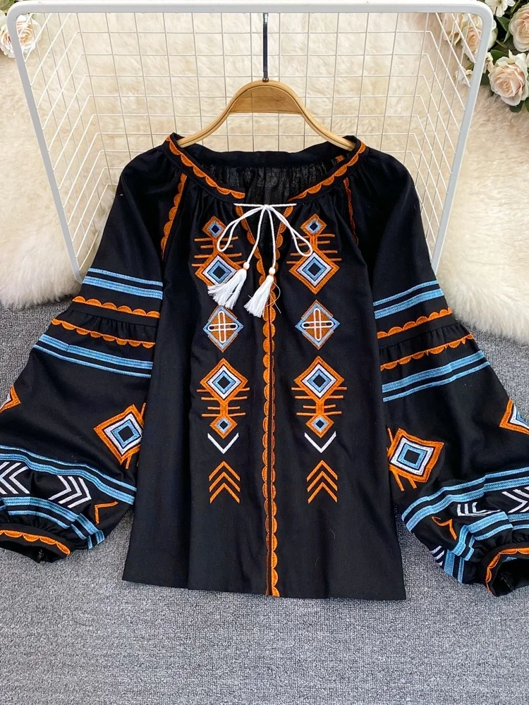 Frühling Herbst Lose Laterne Sve runde Ne Gestickte Abnehmen Puppe Top frauen Pullover irt Koreanische Sle Pendeln Wind