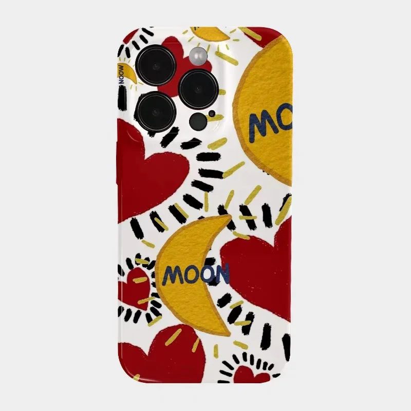 

Ins Red Love Moon Phone Case for IPHONE 17 Air 16E 15 PROMAX 14 Plus 13 12 MINI 11 PRO 16Plus XR XS MAX SE Acrylic Phone Cover