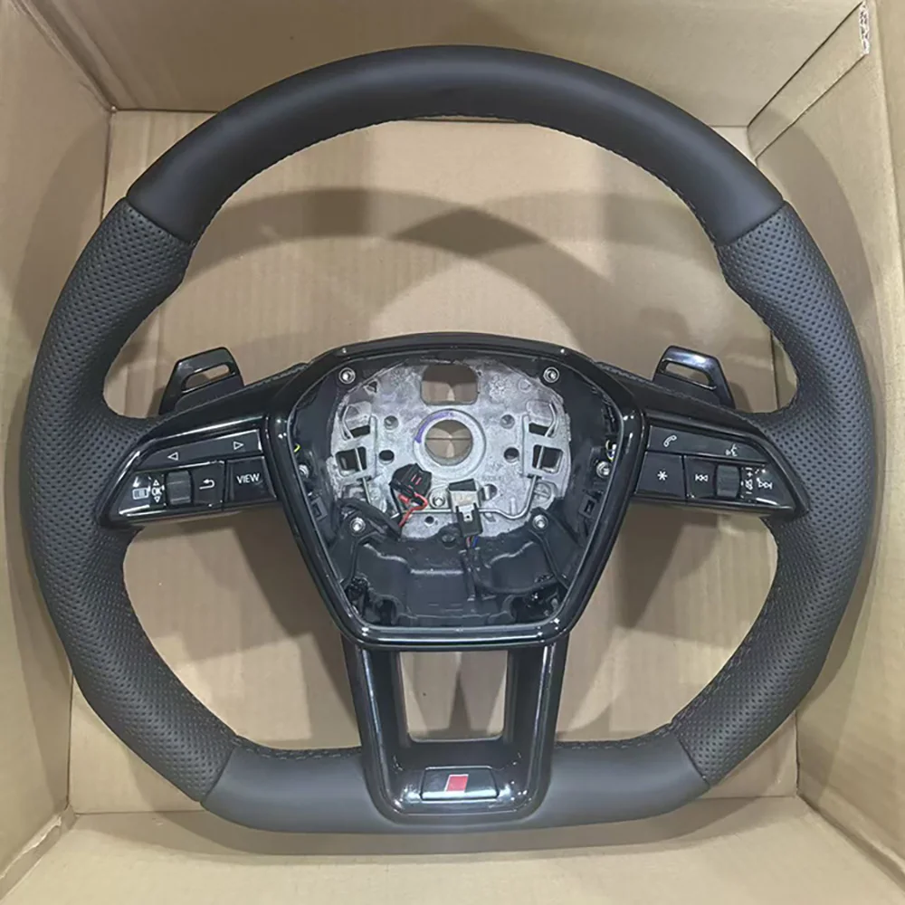 

Для Audi Etron черный полуперфорированный кожаный руль с подогревом и кнопкой в сборе для Audi Etron