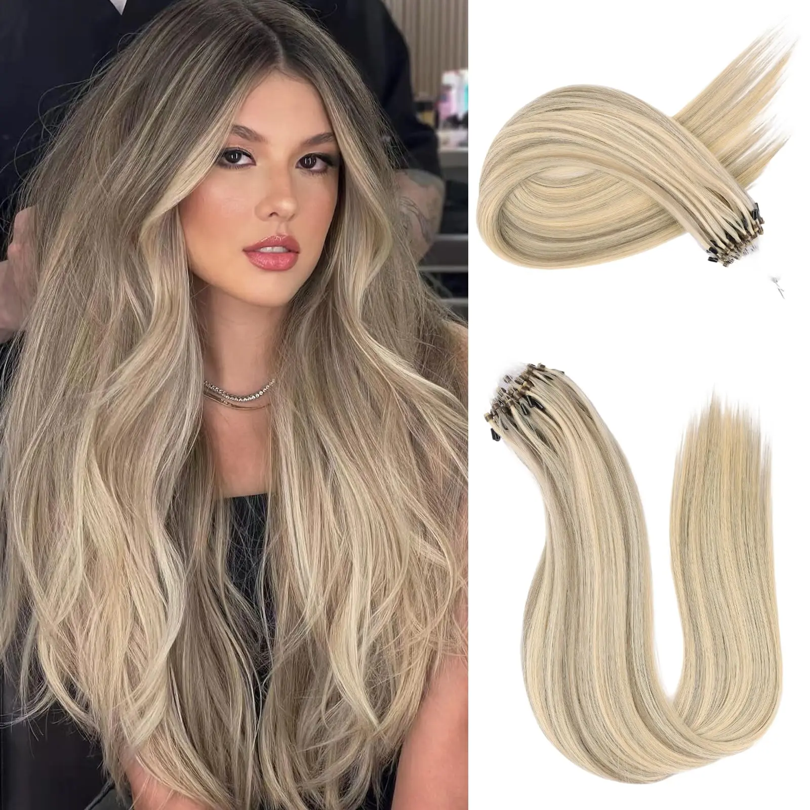 100-human-hair-micro-loop-weft-16inch-straight-2-4-for-thicker-hair-style-change-office-wholesale-dropship