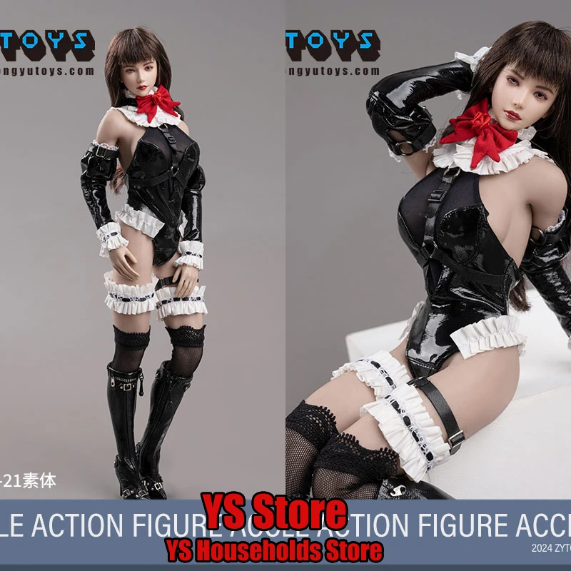 ZYTOYS ZY5061 1/6 Female Soldier Lolita Maid Cosplay Leather Swimsuit Clothes Set Accessory For 12