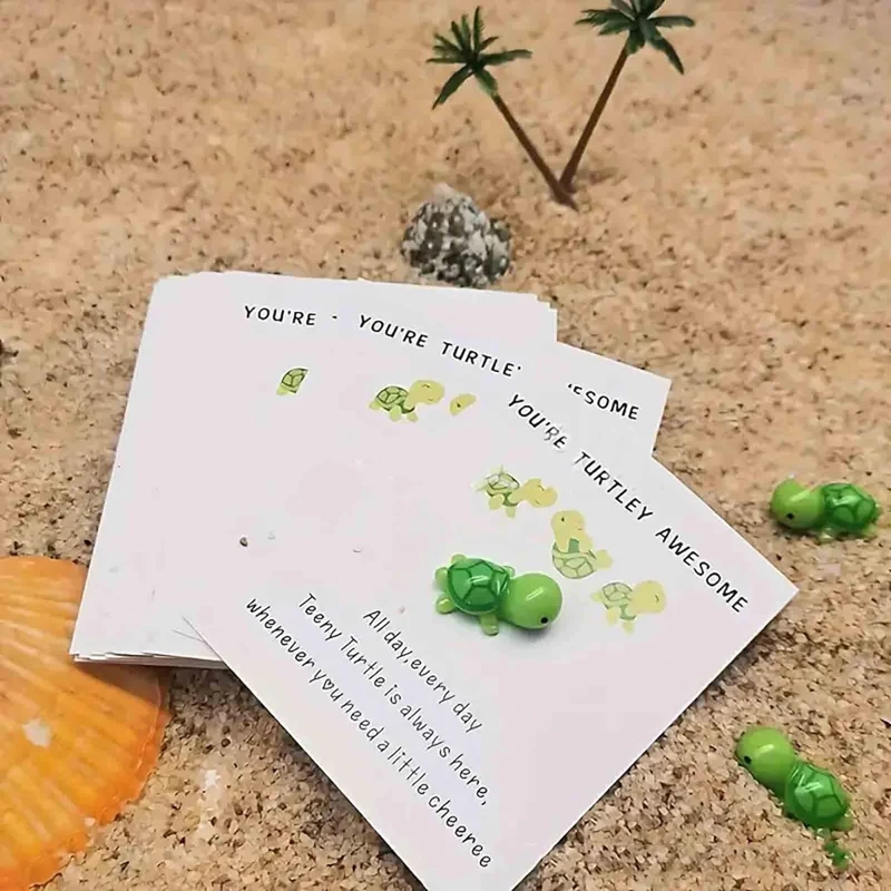 Emotional Support,You're Turtley Awesome, Turtle Motivational Gift, Cute Green Turtles Decoration, Friendship Gifts With Card image 2