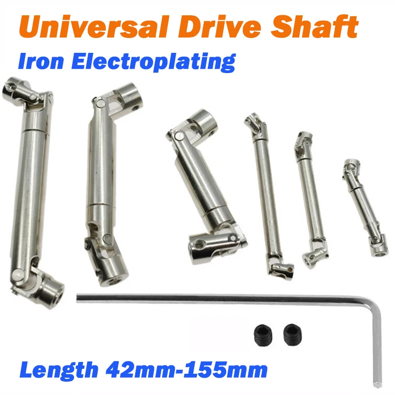 1Pc Universal Drive Shaft 42mm-155mm Iron Electroplating Universal Transmission Shaft Joint Telescopic Drive Shaft Coupling