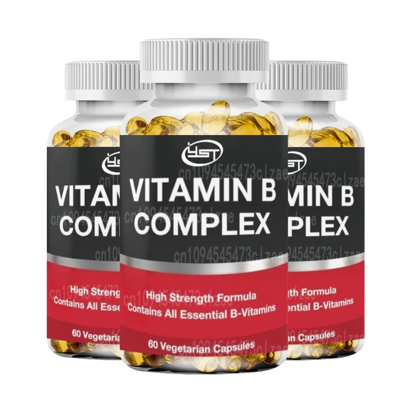 60 كبسولة نباتية من فيتامين ب12، ب1، ب2، ب3، ب5، ب6، ب7، ب9، فولات بي فيتامينات معقدة