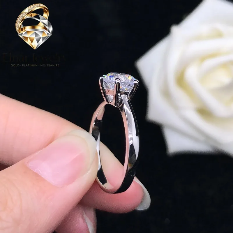

Elnar Jewelry Hearts and Arrows 2CT 8.0mm D VVS1 Diamond Engagement Ring for Women Luxury Platinum 950 Ring