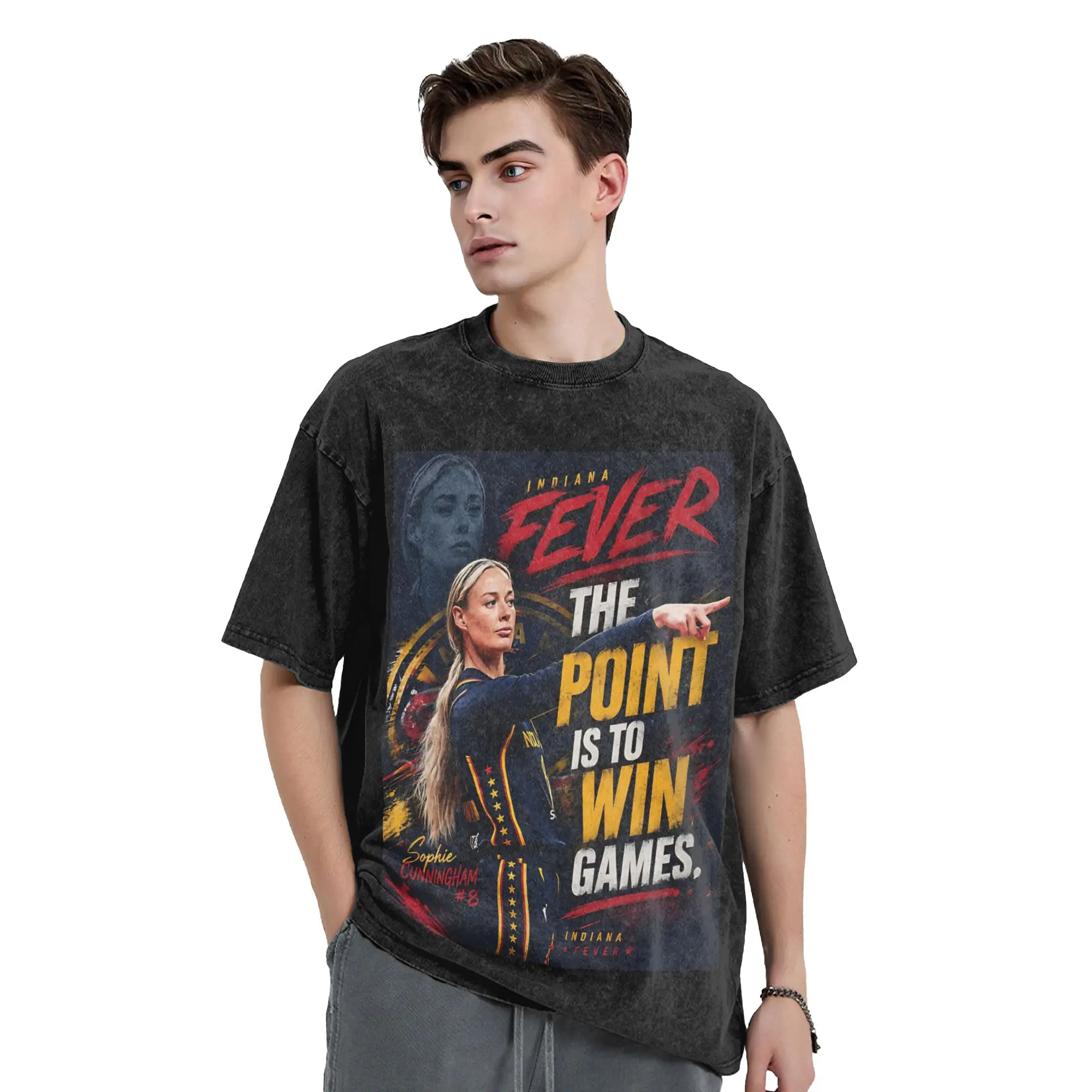 Sophie Cunningham The Point Is To Win Games Washed T Shirts Streetwear Hip Hop Novelty T-Shirt  Tees Men Women Harajuku Printed