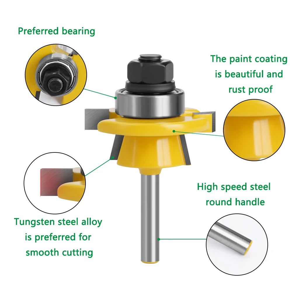 2 pcs 6mm Wood Milling Cutter Tools Shank Carpentry Machine Woodworking Routing Set Milling Head Profile Cutter Para Madera