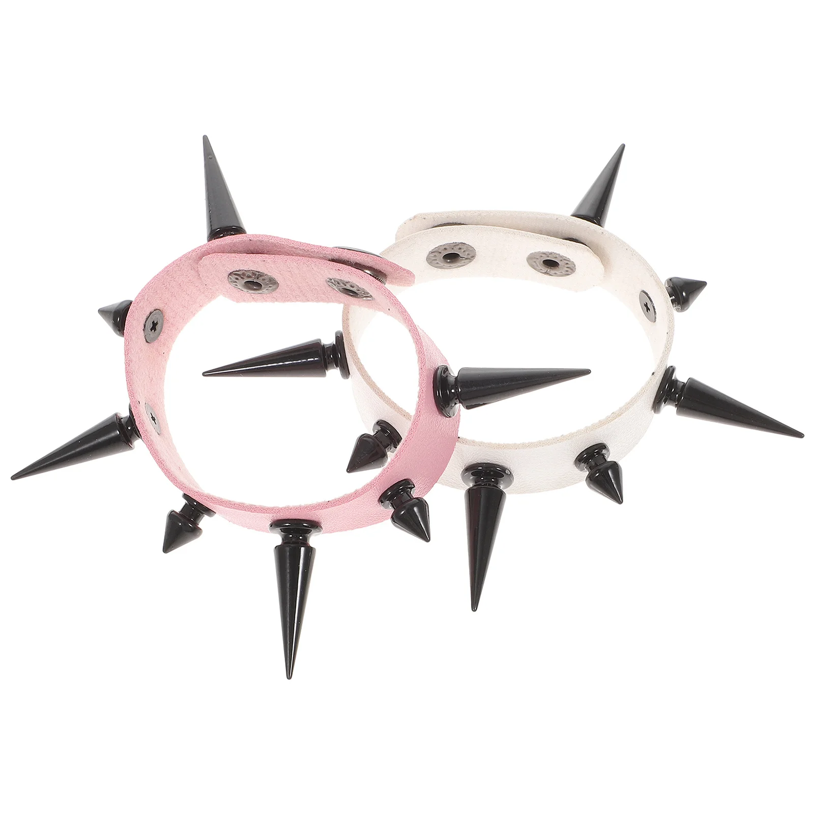 2 قطعة سوار Pu مع المسامير الشرير الكفة القوطية نمط السائق ملحق للرجال النساء خاتم هدايا مجوهرات أنيقة #3