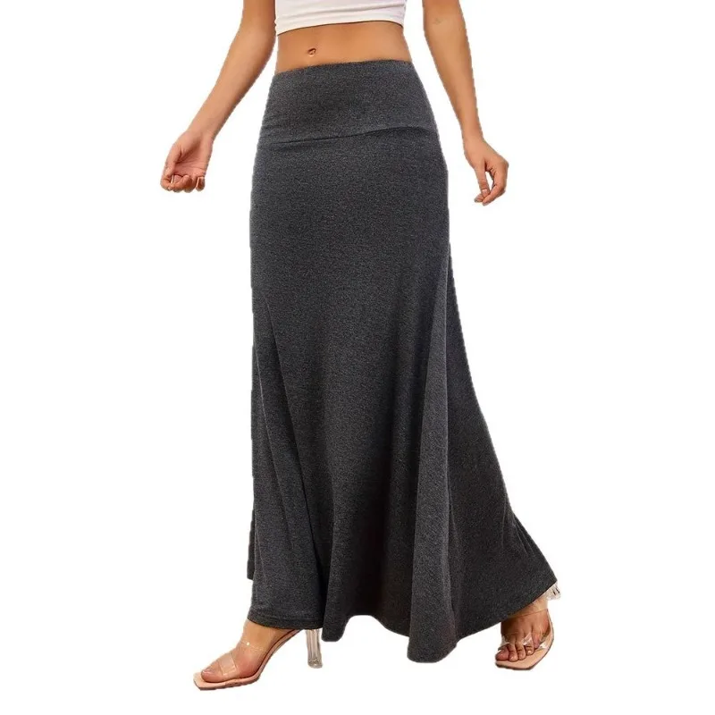 

Cross-border Independent Station Summer European and American Style Women's Clothing New Fashion Knitted Solid Color Skirt Women