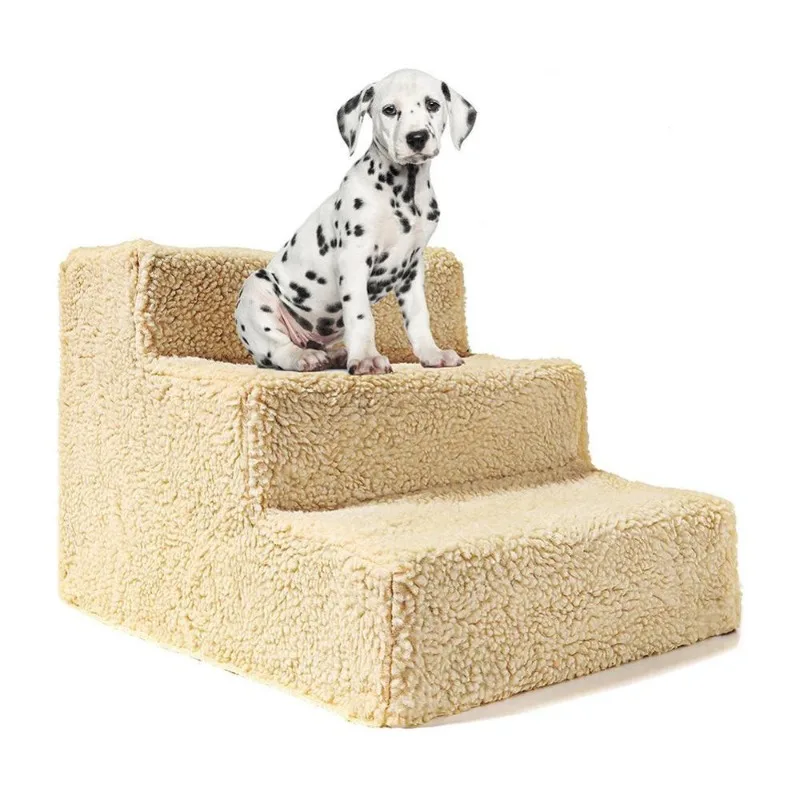 

Hot Selling Soft Foldable Pet Sofa Stairs 3 Steps Plastic Dog Stairs Ramp Bench Ladder Cat and Dog Climbing Stairs