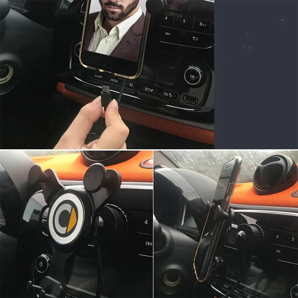 

Car Mobile Phone Bracket Navigation Frame Gravity Bracket Replacement for Benz Smart Fortwo/Forfour 2015-2019