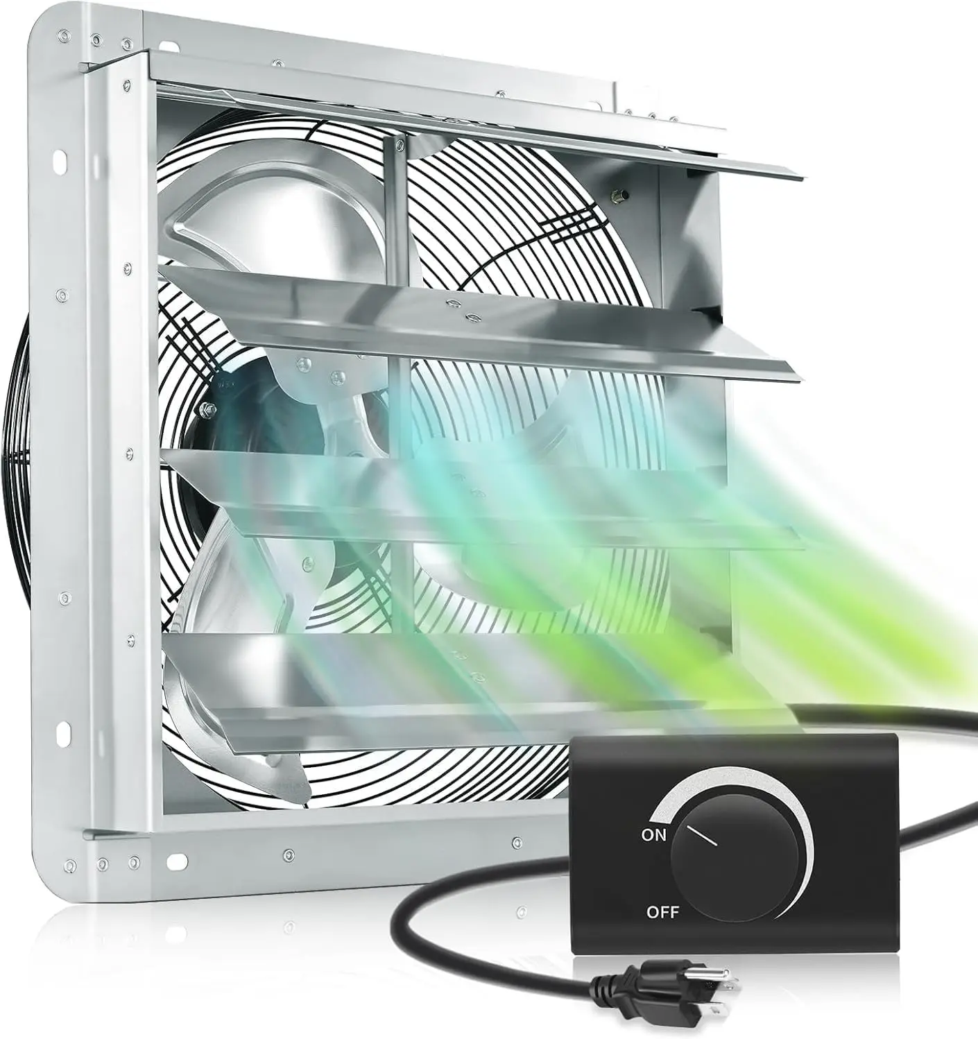 

16 Inch Wall Mounted Exhaust Fan, 1940 CFM with Adjustable Speed and Automatic Shutter for Barn, Shed, Workshop Ventilation
