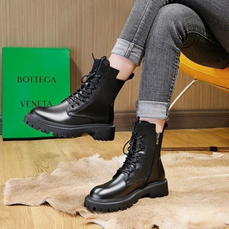 2022 New Boots Ladies Lace-Up Shoes for Women Warm Platform Zipper Ankle Boots Soft Women Shoes Winter Boots Fashion Botas Mujer