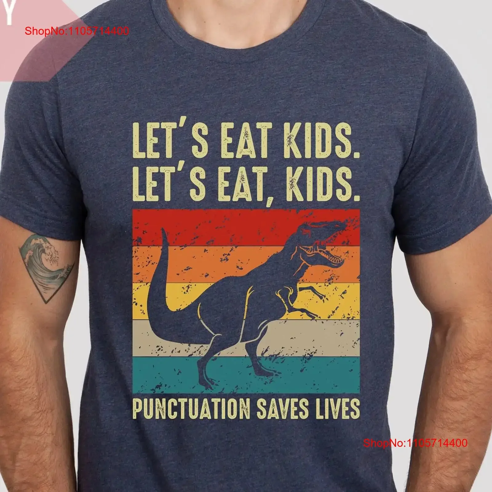 Funny Grammar T Shirt Let's Eat Kids English Teacher Punctuation for Teachers vintage Washed Breathable designer clothes