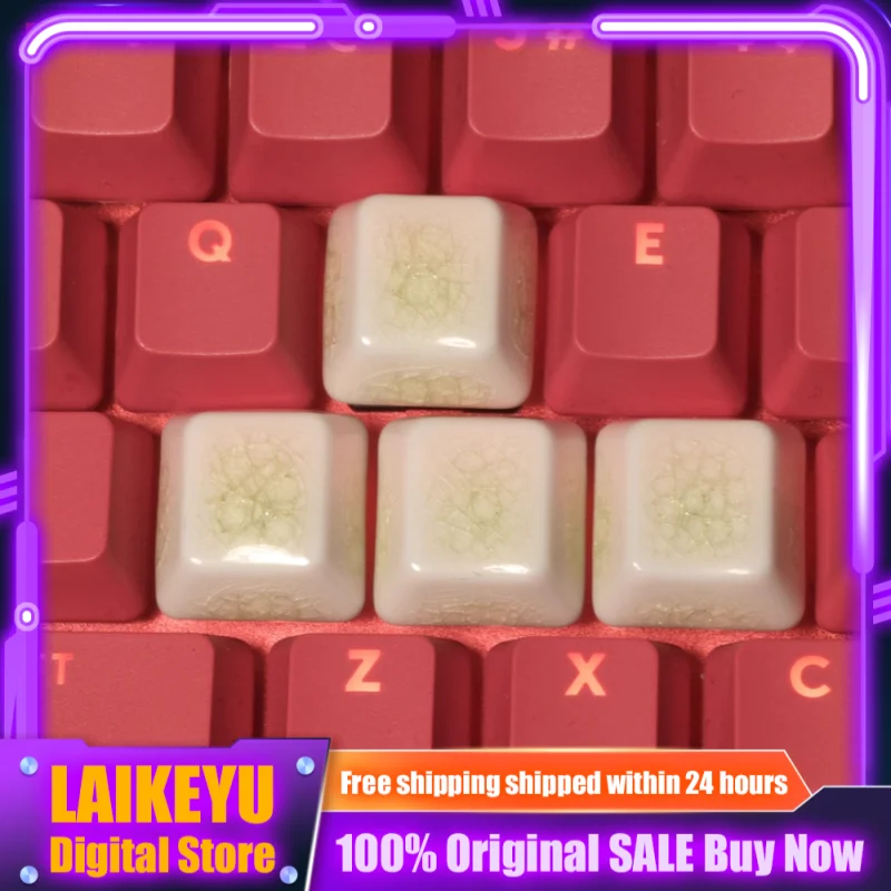 

4 упаковки керамических колпачков для клавиш с трещинами для механической клавиатуры, вишневый профиль, гладкий прозрачный аксессуар для игровой клавиатуры для ПК