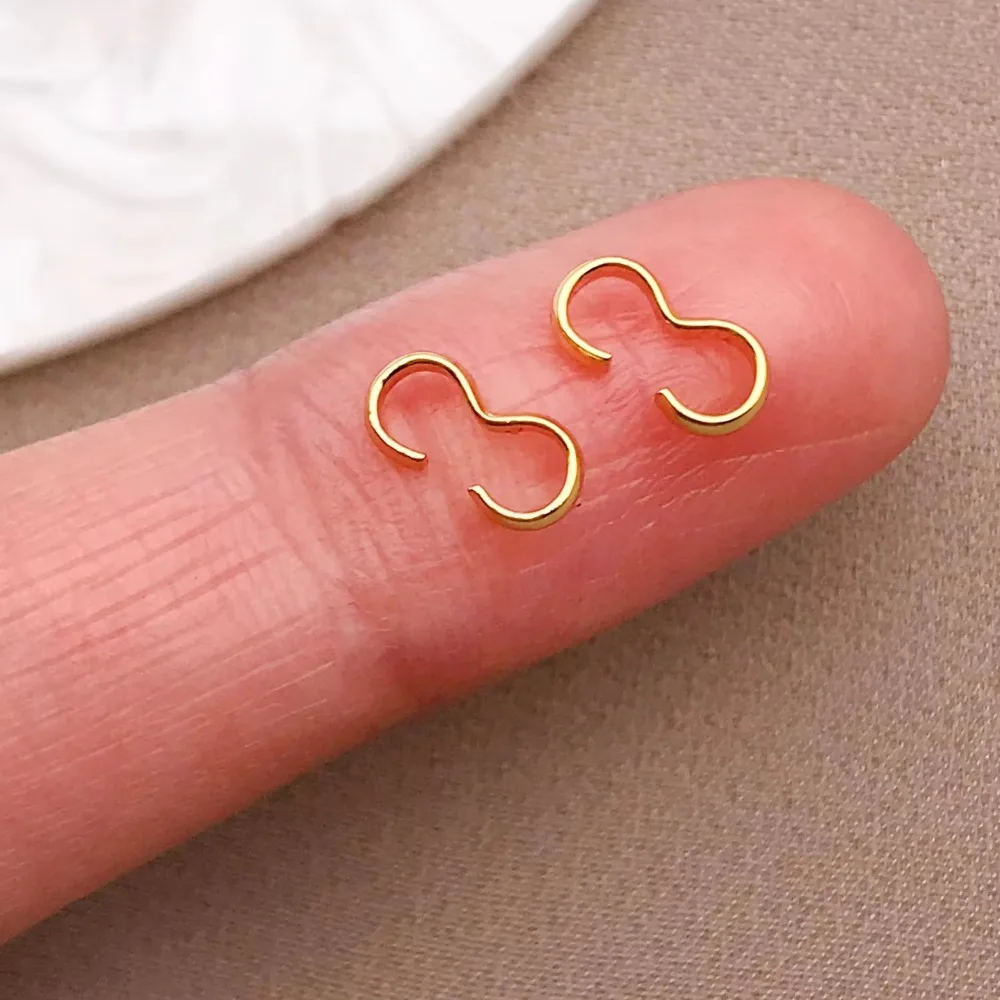 10 шт., 18 К, медная пряжка с 3 символами, натуральное золото, ювелирные аксессуары «сделай сам», открытая толстая серебристая соединительная пряжка