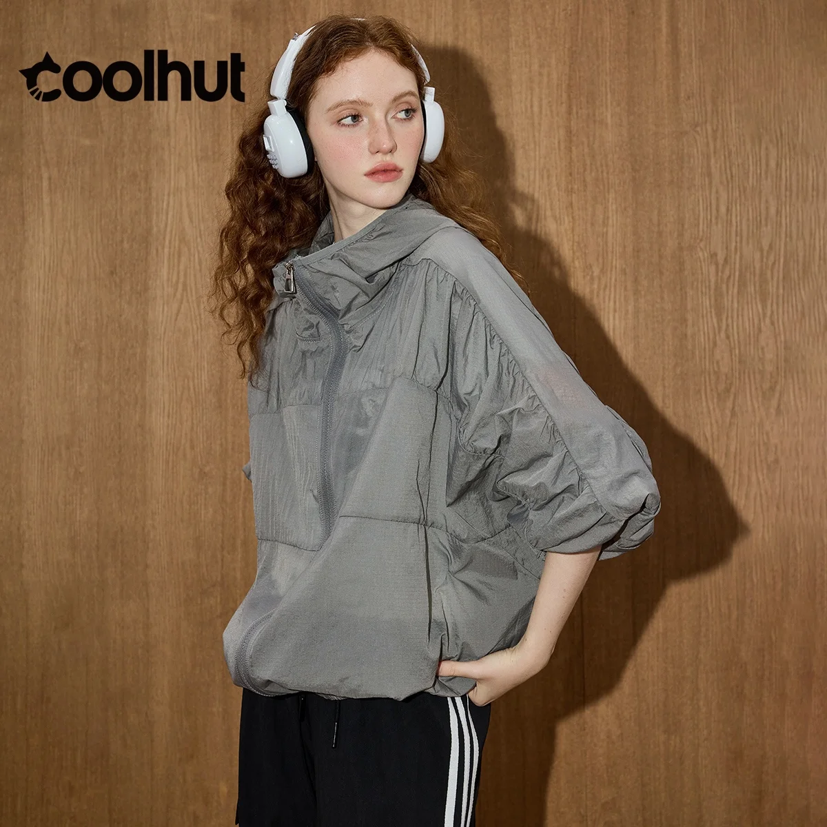 

COOLHUT 2025 г., женская легкая солнцезащитная куртка с капюшоном и длинными рукавами, охлаждающая UPF, защита от солнца, свободная посадка из ледяного шелка, летняя верхняя одежда