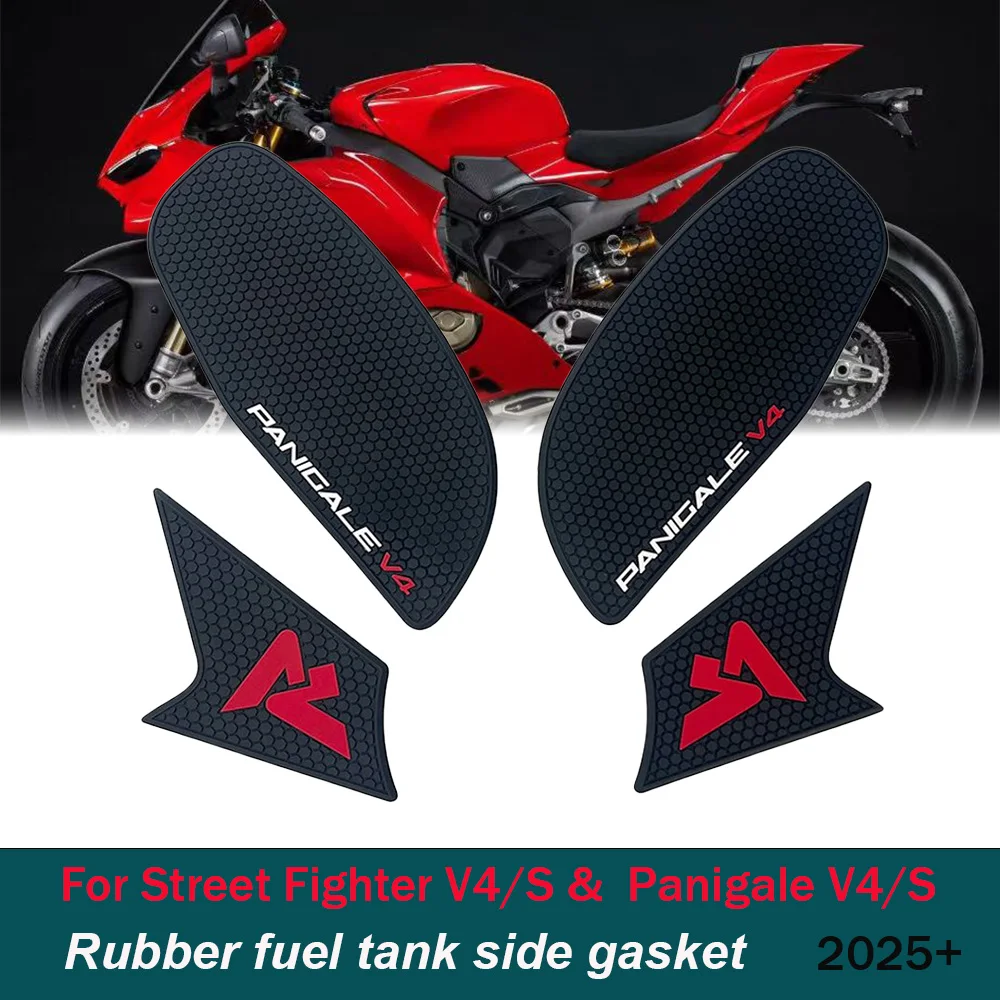 

For Ducati Fuel Tank Grip Pads Knee Traction Anti-slip Fuel Tank Sticker V4 Panigale V4S Streetfighter V4 S 2025+