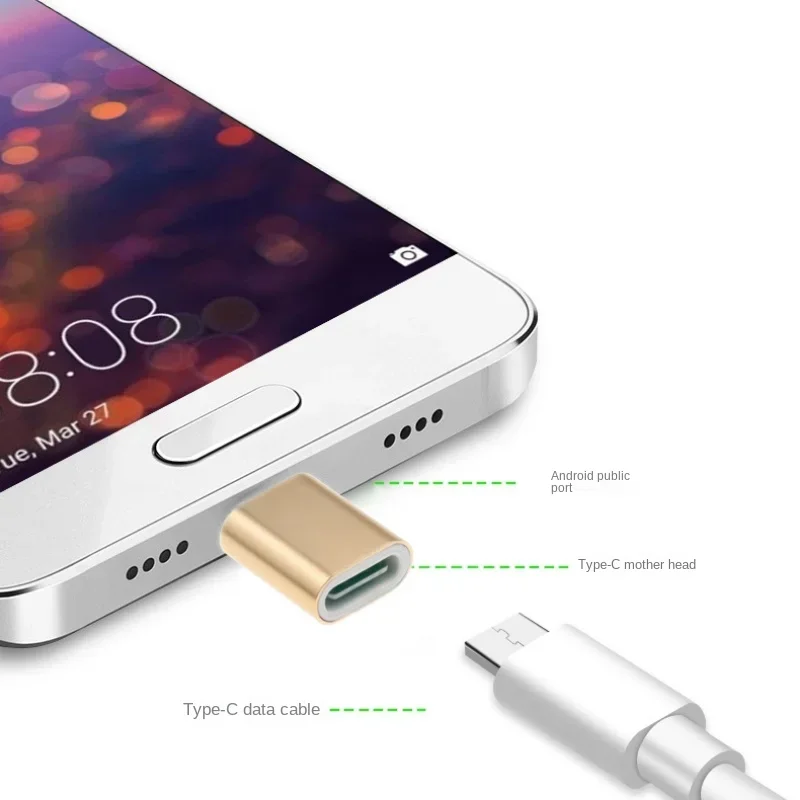 USB نوع C أنثى إلى مايكرو USB ذكر محول موصل نوع C مايكرو USB مهايئ شاحن V8 شحن محولات نقل البيانات