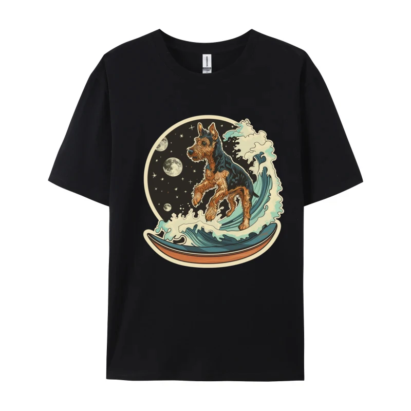 

Dog Surfboard Moon T-Shirt Surfing Geek Premium Cotton Men Tshirts Tops T Shirt Mens Korean Fashion Fall Clothes Aesthetic