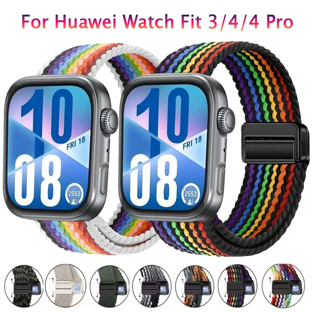 

Magnetic Buckle Strap for Huawei Watch Fit 3/4/4 Pro Nylon Loop Bracelet Correa for Huawei Watch Fit 3/Fit 4 Pro Smart Wristband