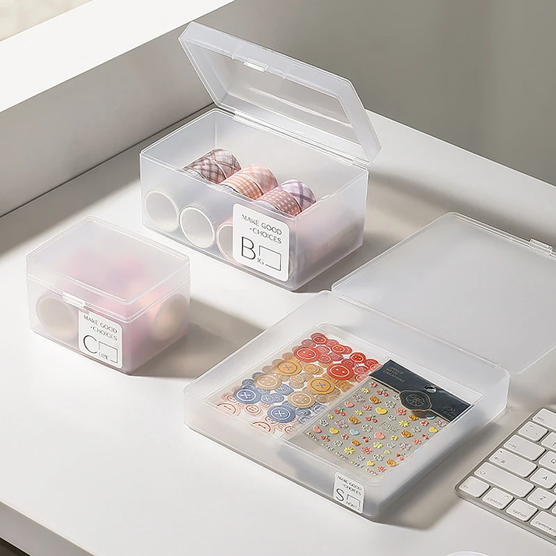 Mini-Aufbewahrungsbox mit Klappdeckel, mattierter transparenter Kunststoff, Aufbewahrungsbox für Fotokarten, Sammlung, Organizer, Schreibtisch-Organizer