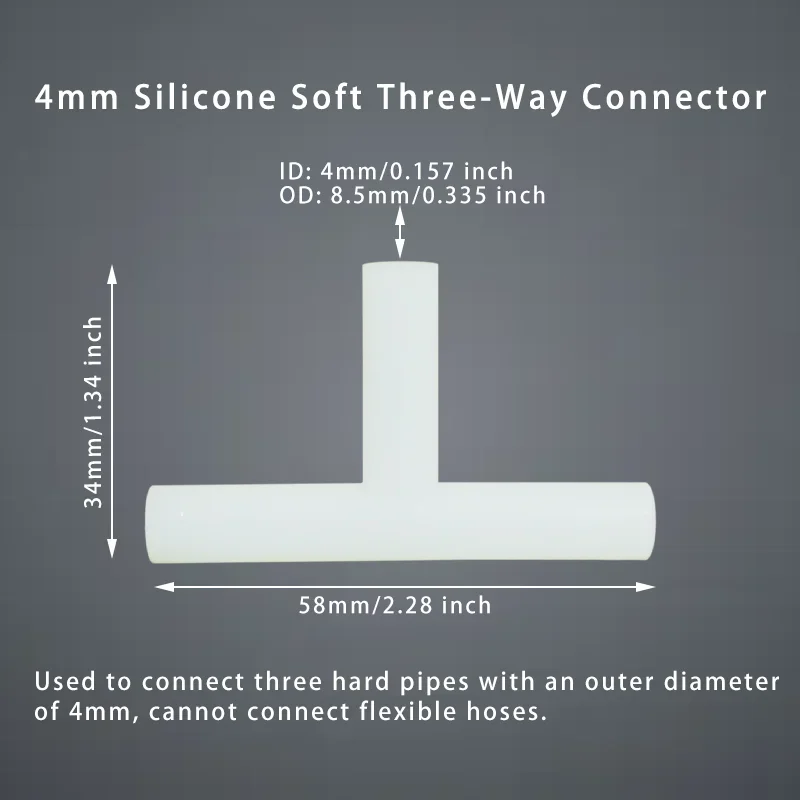 1PC Silicone Three-way Hard Tube Soft Connector T-shaped Tee Pipe Coupling Joint Equal Diameter for Fish Tank Laboratory Garden