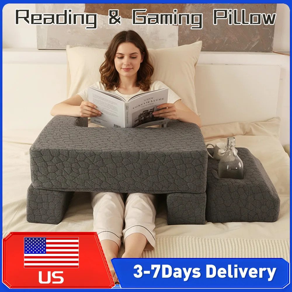 

Подушка для чтения и игр с подлокотниками и регулируемой спинкой, многофункциональная, для работы, игр, использования с ноутбуком на кровати, диване, полу или стуле
