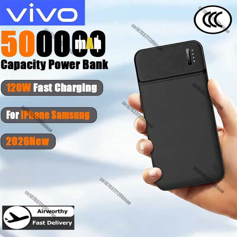 

Портативное зарядное устройство VIVO 500000 мАч, внешний аккумулятор, PowerBank, высокая емкость, быстрая зарядка, Powerbank для iPhone, Samsung