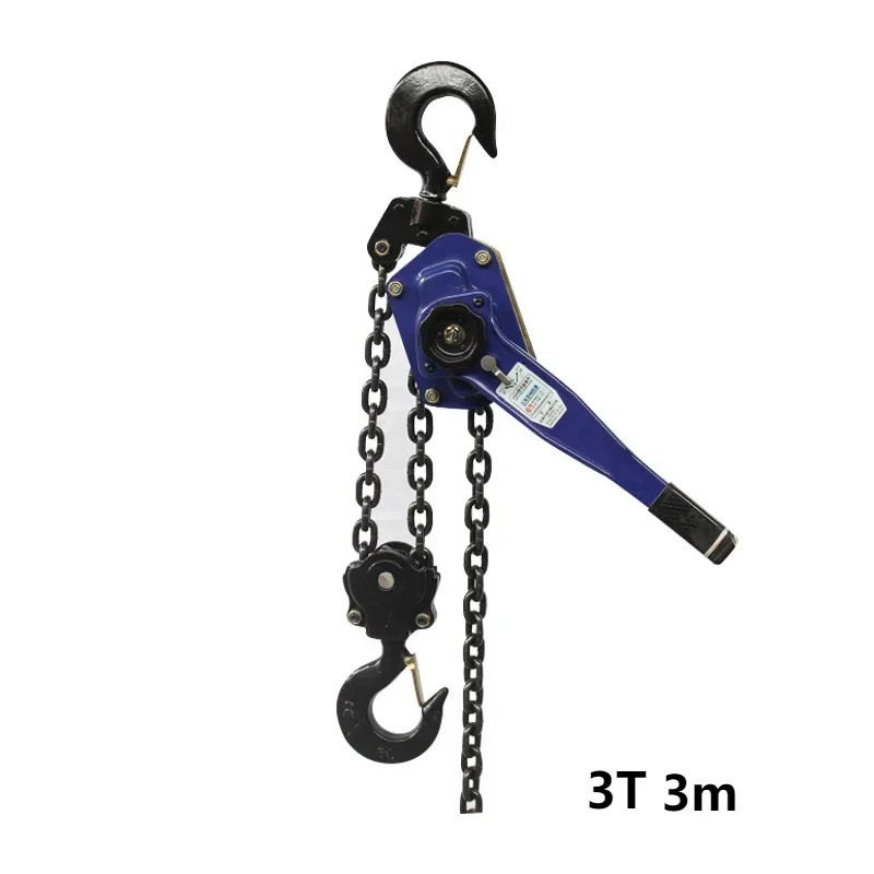 3T 3m Household Manual Ratcheting Lever Chain Hoist Chain Block Hand Tensioned Pulley Hook Mount Wire Rope Device