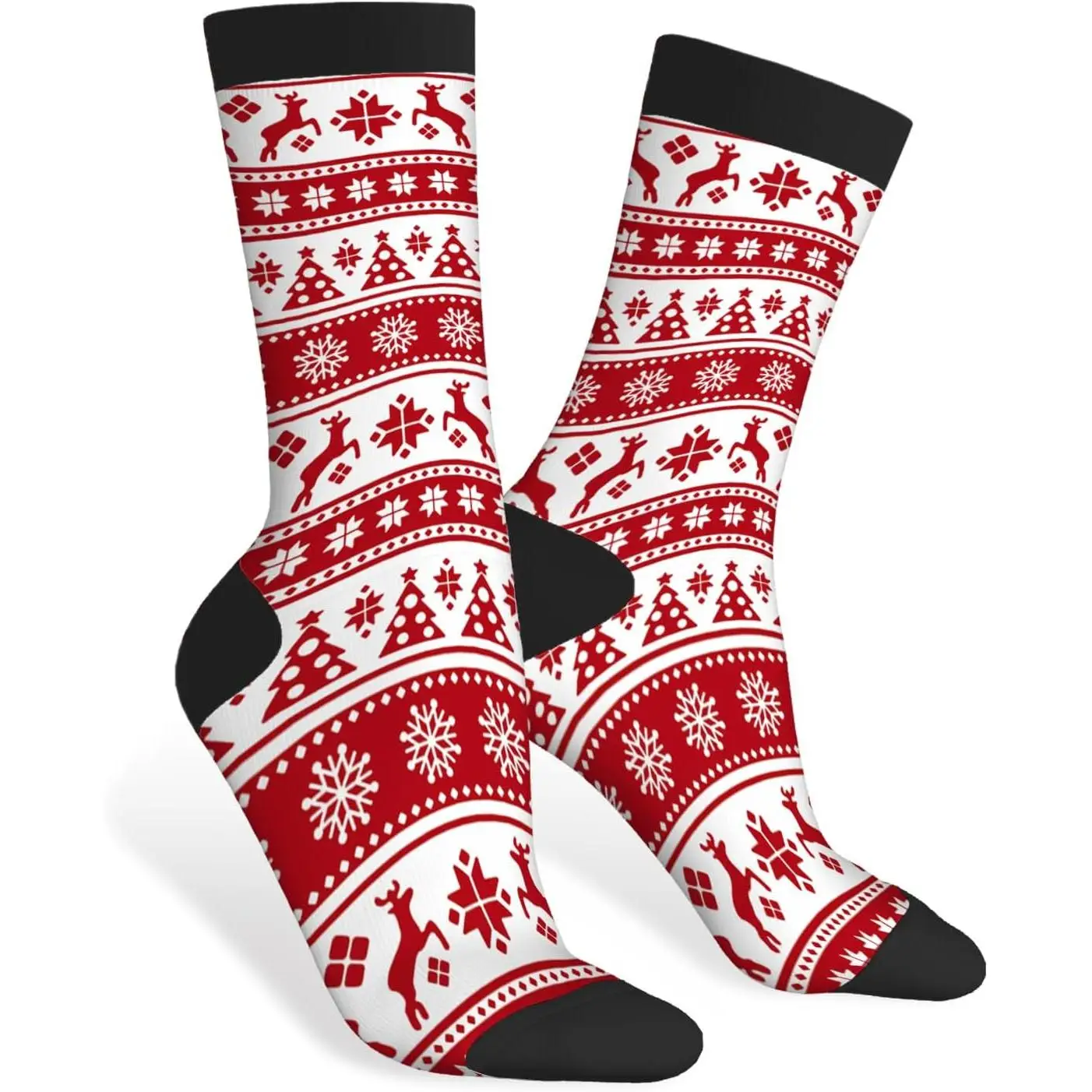 

Red Striped Funny Socks Red Striped Novelty Casual Crew Socks Contrast Color Design for Women Men Gift