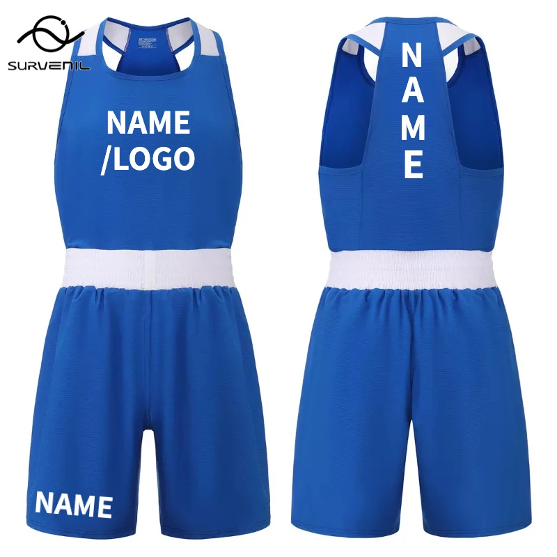 Custom Boxing Uniform Personalized Name Logo Boxing Singlet Tank Top Shorts Set Men Women Youth Kids MMA Muay Thai Training Wear