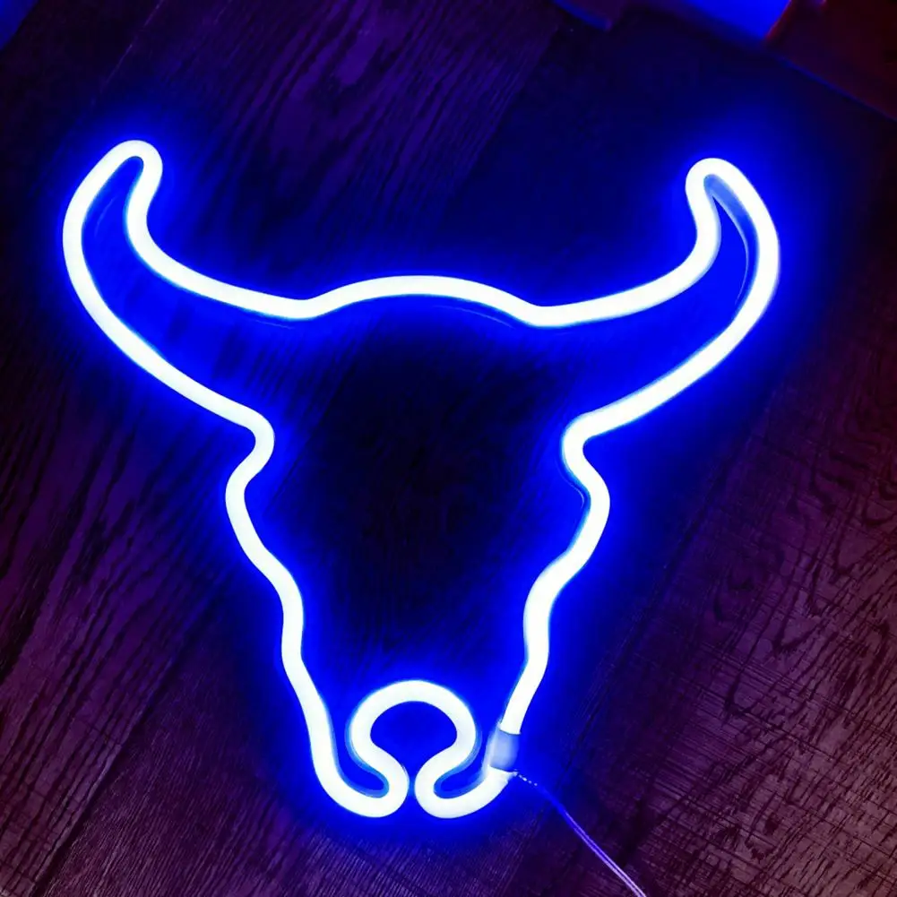 Led Lamp Led Neon Lamp Non-glaring Flicker Free Bull Head Neon Sign Lamp Usb/battery Operated Desktop Decoration 3 Years