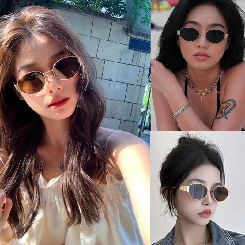1/3 Stück klassische ovale Vintage-Sonnenbrillen, neue ovale personalisierte Sonnenbrillen mit Metallrahmen, Sonnenschutzbrillen für den Außenbereich