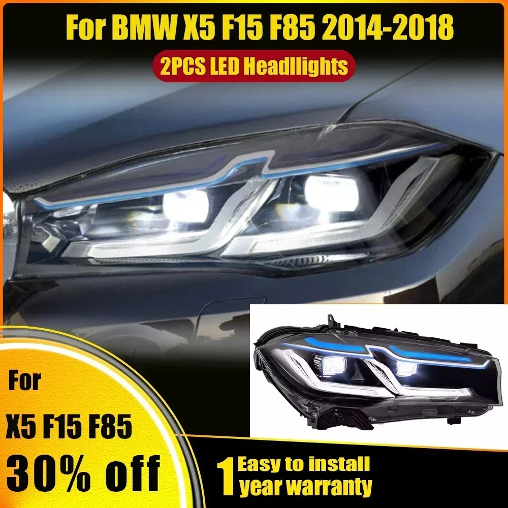 

2 шт. фары для BMW X5 F15 2014-2018, фара в сборе, Plug and Play, обновление для G30, стиль лазерного вида, светодиодная фара