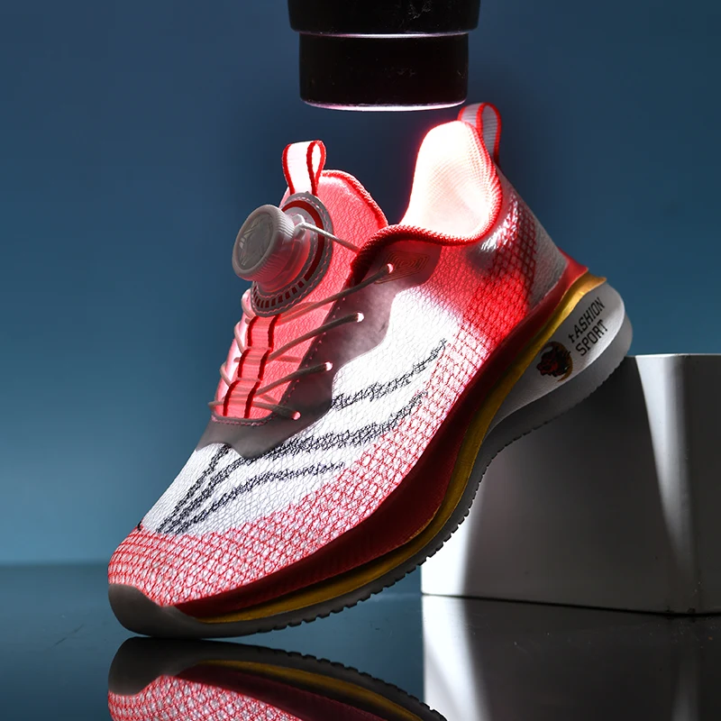 

Boys' sports shoes - 2026 new style - Children's rotating buckle breathable mesh upper large size children's running shoes