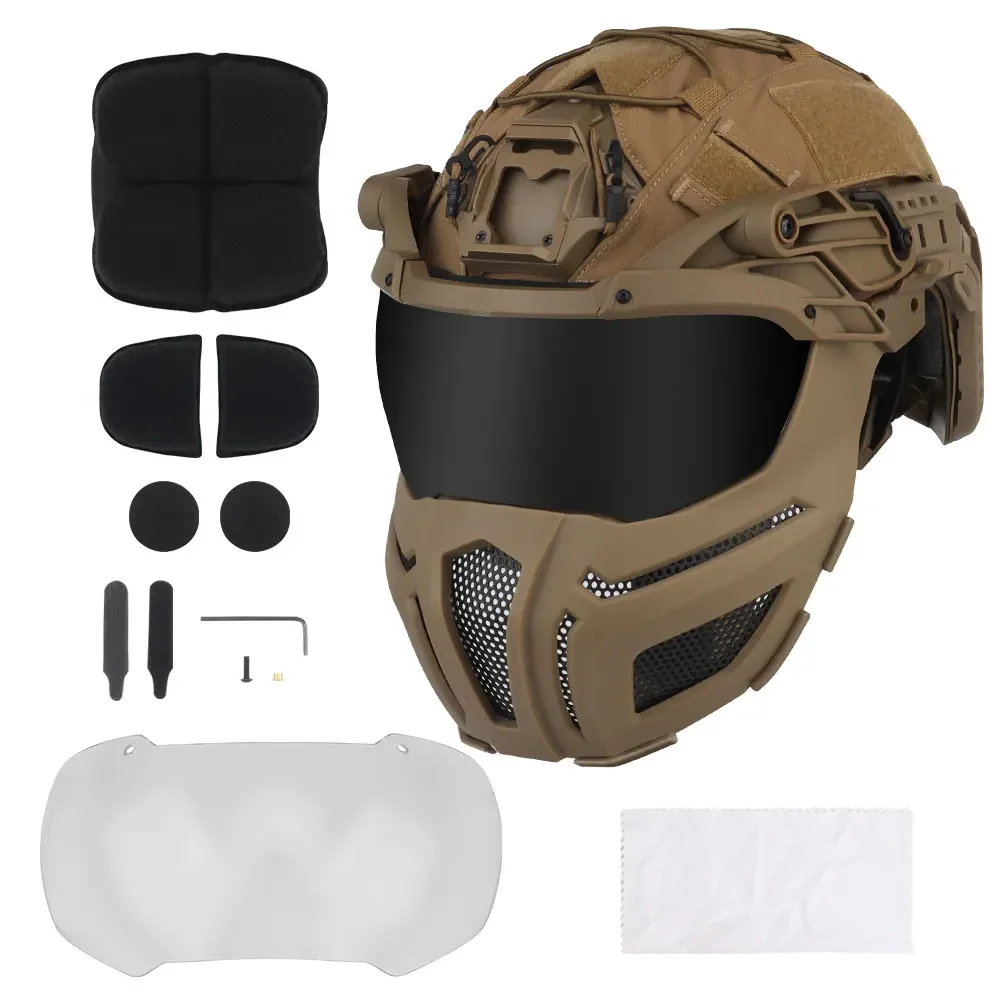 Tactical Fast Helmet 3 in 1 Removable Hunting Combat Helmet Fully Protected Version Riding CS Paintball Airsoft Helmet