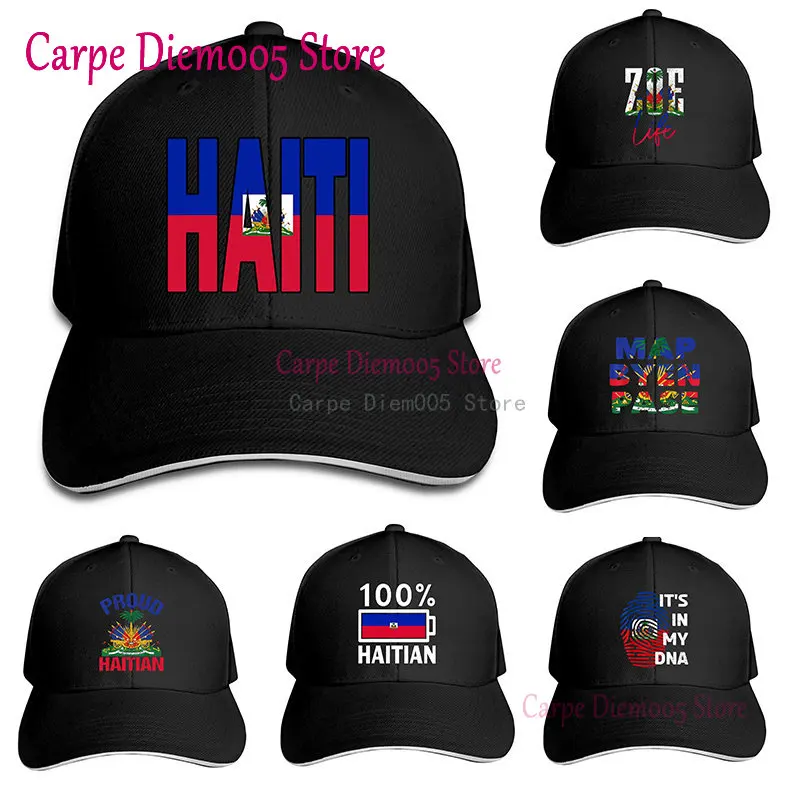 Haiti Flag Athletic Baseball Fitted Cap Adult Adjustable