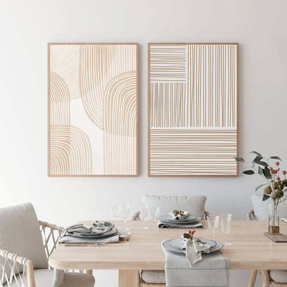 البيج هندسية بوهو الفن قماش اللوحة الشمال الحد الأدنى الملصقات والمطبوعات الحديثة جدار صور لغرفة النوم غرفة المعيشة ديكور #2