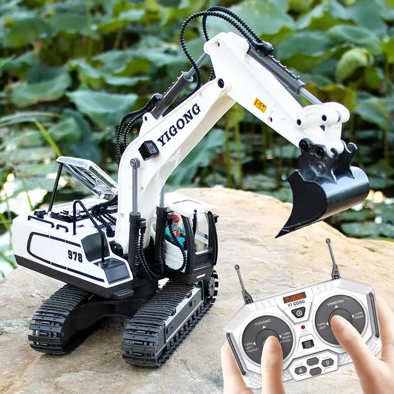 1:20 RC Excavator Vehicle 2.4G Remote Control Construction Truck Dumper Bulldozer Crawler Multifunctional Car Toys for Boys Gift