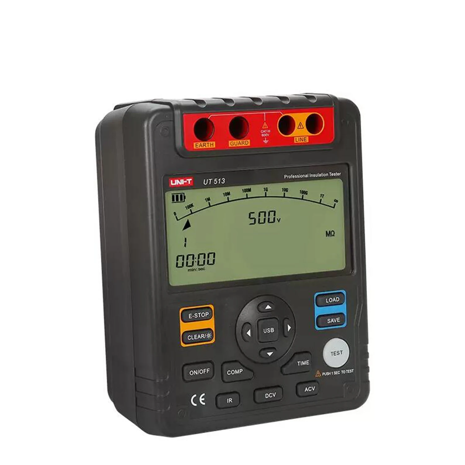 UNI-T UT513 Digital Insulation Resistance Tester Voltmeter Megohmmeter PI/DAR Data Storage USB interface LCD Backlight