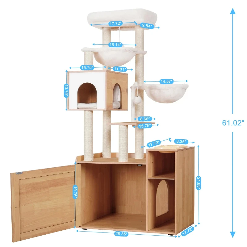 XIANGLONG Vintage Pet Furniture Interactive Cat Climbing Frame Durable Wooden Cat Tree Tower With Sisal Post Wholesale