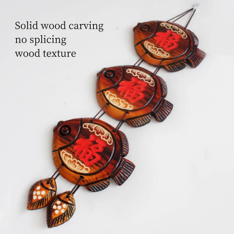Винтажные деревянные настенные украшения в китайском стиле на удачу с изображением рыбы благословение налет для прихожей, коридора, спальни, настенные украшения
