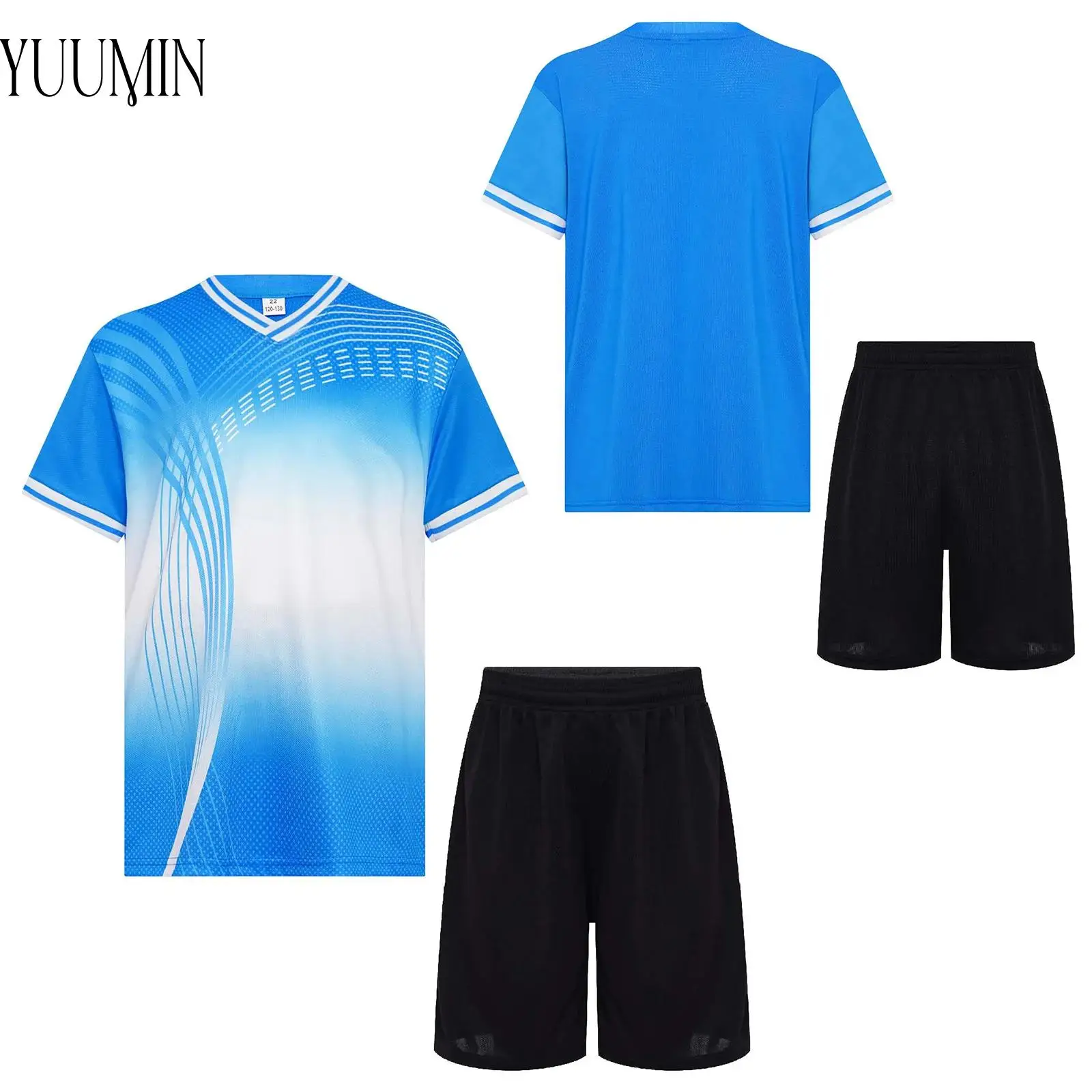 

Children Boys Quick-Drying Sports Suit Football Training Outfit Short Sleeve Stylish Print T-shirt with Shorts Suits Sportswear