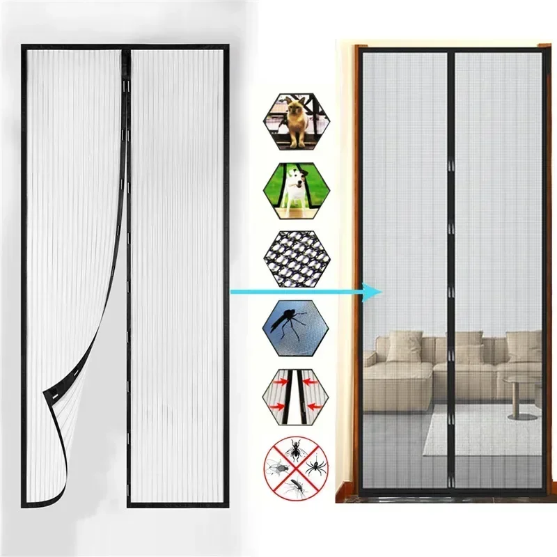 Window Curtains Anti-mosquito Net 80/90/100 Cms Automatic Closing Magnetic Screen Door Curtain Shades Home Textile Garden