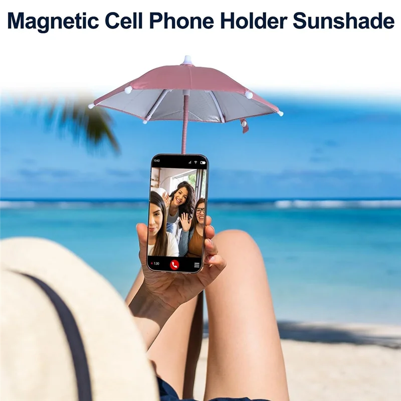 ABZL Ombrello magnetico per telefono Porta ventosa Ombrelli per telefono cellulare per sole per uso esterno e auto Anello girevole per telefono Sun Sh