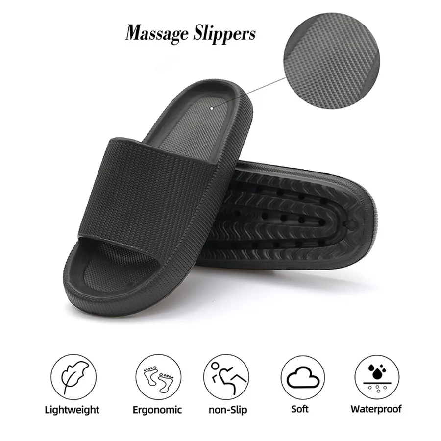 Men's Slippers Indoor Non-slip Massage Particle Breathable Hole Outdoor Bathroom Slides Resistant Comfortable Women Summer Shoes