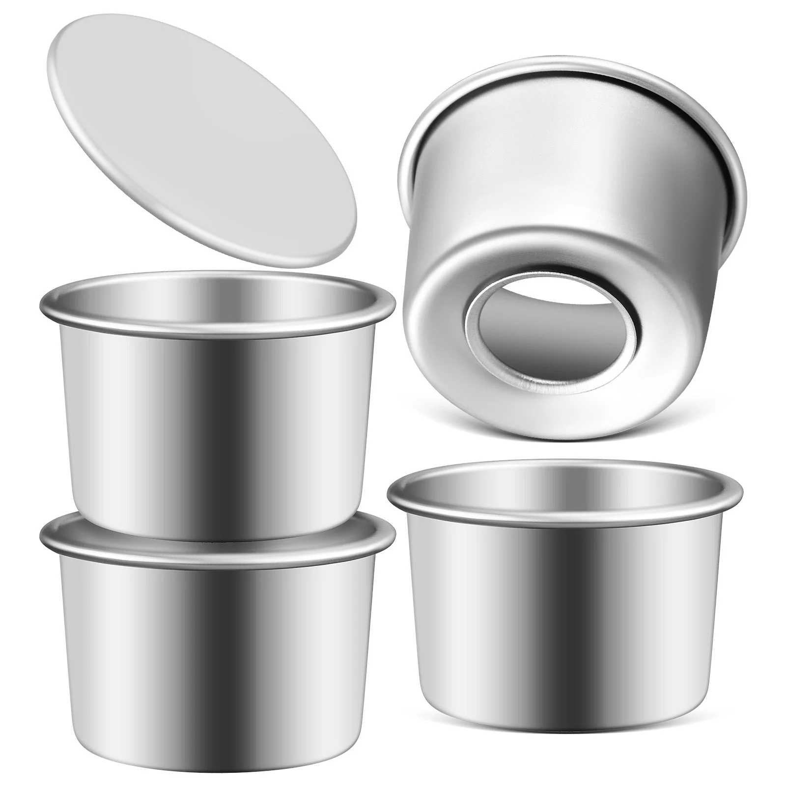 

4 pcs Mini Pan 2 Inch Aluminum Alloy Nonstick Round Cake Tins With Removable Bottom For Baking Cheesecake Chiffon Mousse Cake