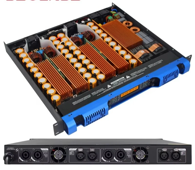 1600Wx4 Digital Class D Power Amplifier Professional High Power Audio Amplifier Stereo Power Amplifier 1U Size for Dance Hall